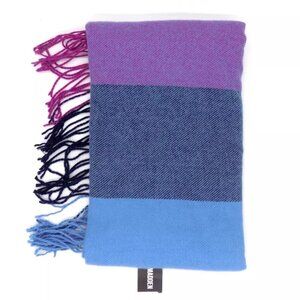 Steve Madden Fringe Scarf Blanket Purple Blue Colorblock
